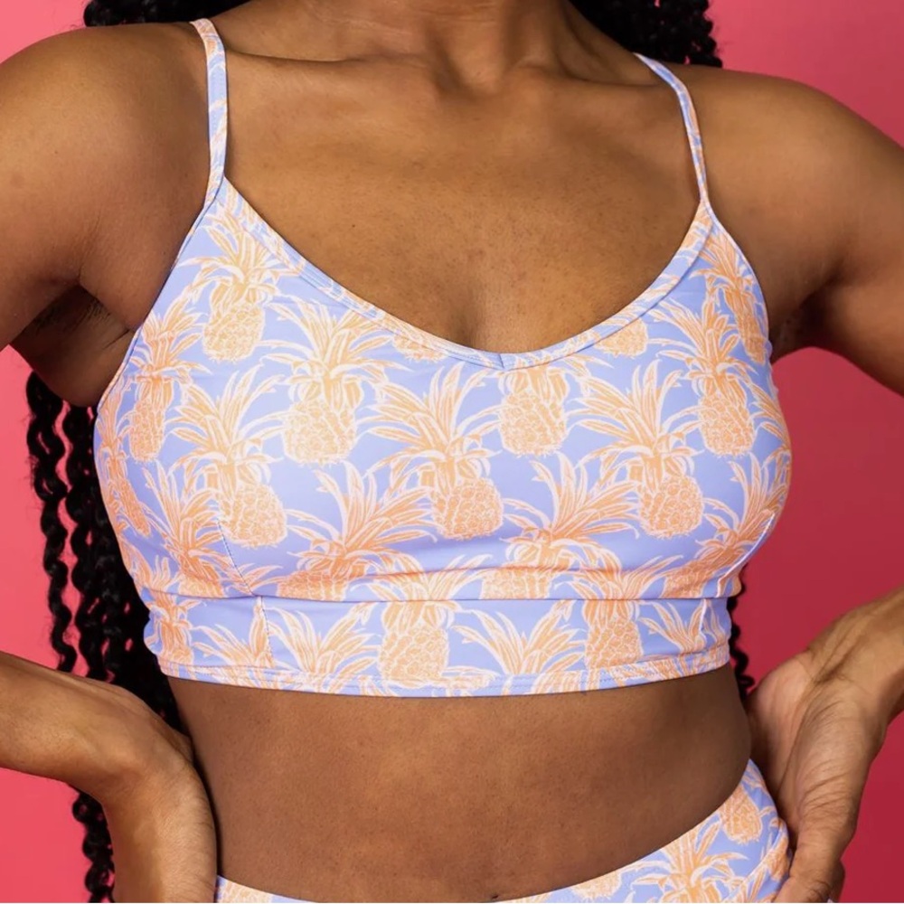 Kortni Jeane V’d Crop Top Swimsuit - Pineapple Party
